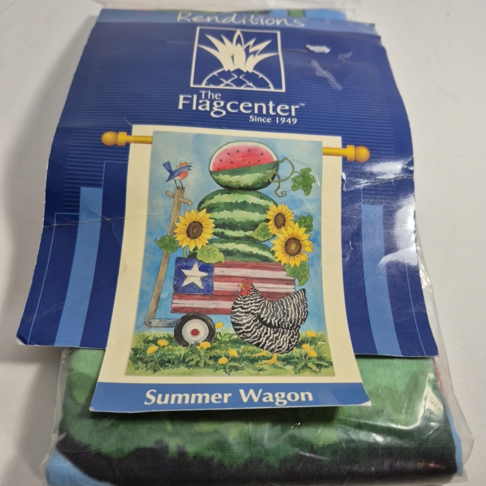 The Flagcenter 2007 Yard Flags Summer Wagon Chicken Watermelon Large 29" X 42"